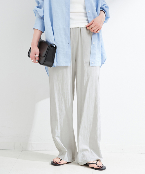 B.C STOCK（ベーセーストック）の「《追加》手洗い可 / セルロースカルゼベイカーイージーパンツ（その他パンツ・レディース・ネイビー/ライトグレー/ウッド・SMALL/MEDIUM）」の2枚目の写真