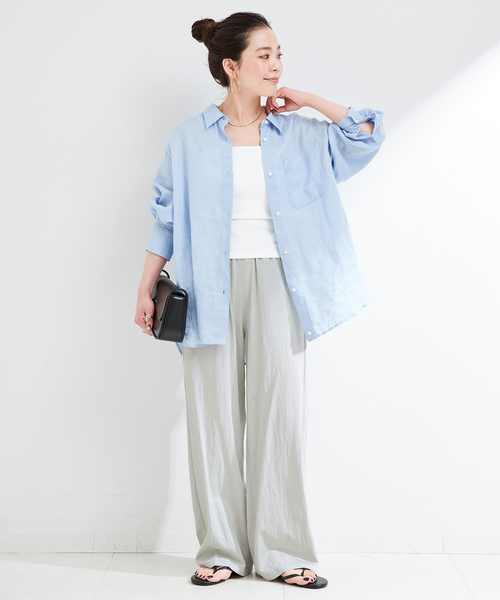 B.C STOCK（ベーセーストック）の「《追加》手洗い可 / セルロースカルゼベイカーイージーパンツ（その他パンツ・レディース・ネイビー/ライトグレー/ウッド・SMALL/MEDIUM）」の4枚目の写真