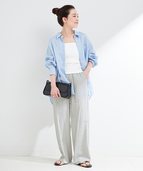 B.C STOCK（ベーセーストック）の「《追加》手洗い可 / セルロースカルゼベイカーイージーパンツ（その他パンツ・レディース・ネイビー/ライトグレー/ウッド・SMALL/MEDIUM）」の5枚目の写真