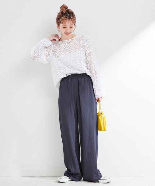 B.C STOCK（ベーセーストック）の「《追加》手洗い可 / セルロースカルゼベイカーイージーパンツ（その他パンツ・レディース・ネイビー/ライトグレー/ウッド・SMALL/MEDIUM）」の10枚目の写真