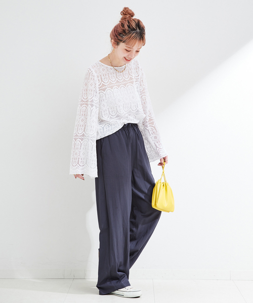 B.C STOCK（ベーセーストック）の「《追加》手洗い可 / セルロースカルゼベイカーイージーパンツ（その他パンツ・レディース・ネイビー/ライトグレー/ウッド・SMALL/MEDIUM）」の11枚目の写真