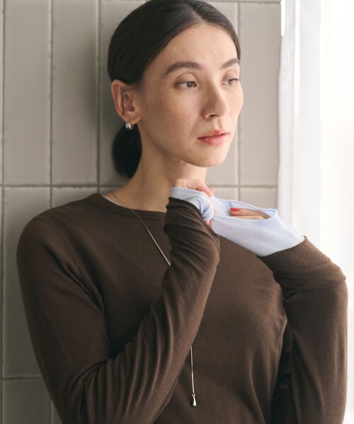 BEAUTY&YOUTH UNITED ARROWS(ビューティーアンドユースユナイテッドアローズ)の「セルロースウールブレンド クルーネックカットソー(Tシャツ/カットソー・レディース・グレー/ライトブルー/ブラック/ダークブラウン/ホワイト/ダークグレー・FREE)」の10枚目の写真