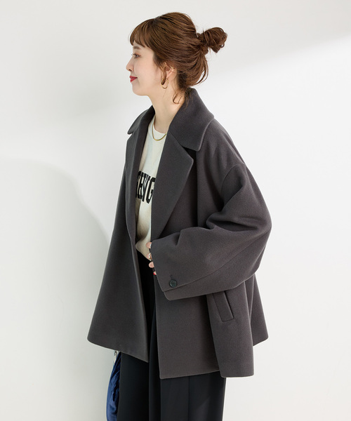 セール】ショートメルトモッサテイラーコクーンミドル（その他アウター