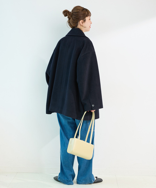 コート アウター ショートメルトモッサテイラーコクーンミドル レディース ショートメルトモッサテイラーコクーンミドル｜ベーセーストックの