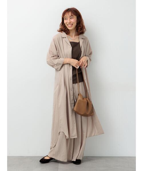 Lugnoncure（ルノンキュール）の「麻レーヨンシャツワンピース（ワンピース・レディース・ターコイズブルー/ベージュ/ブラック/ブラウン・F）」の4枚目の写真