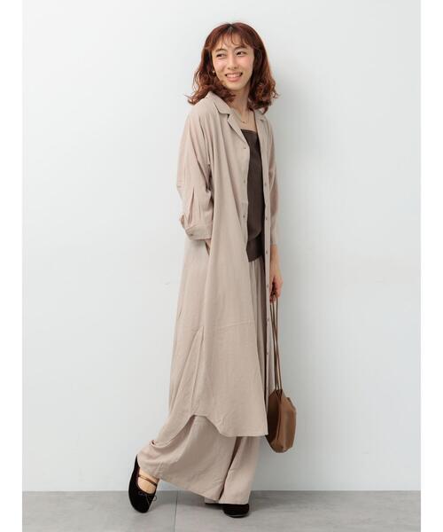 Lugnoncure（ルノンキュール）の「麻レーヨンシャツワンピース（ワンピース・レディース・ターコイズブルー/ベージュ/ブラック/ブラウン・F）」の8枚目の写真