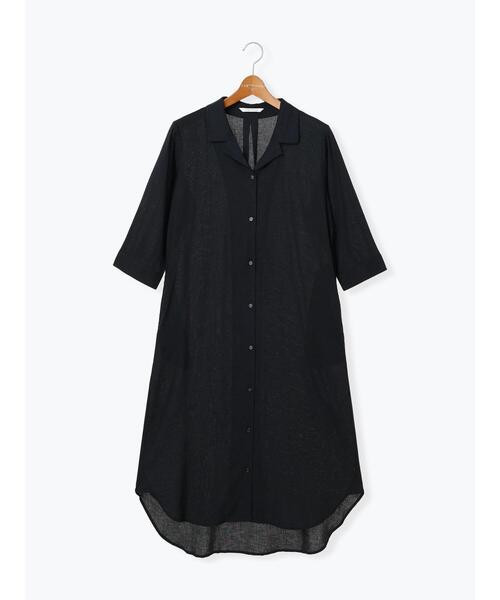 Lugnoncure（ルノンキュール）の「麻レーヨンシャツワンピース（ワンピース・レディース・ターコイズブルー/ベージュ/ブラック/ブラウン・F）」の11枚目の写真