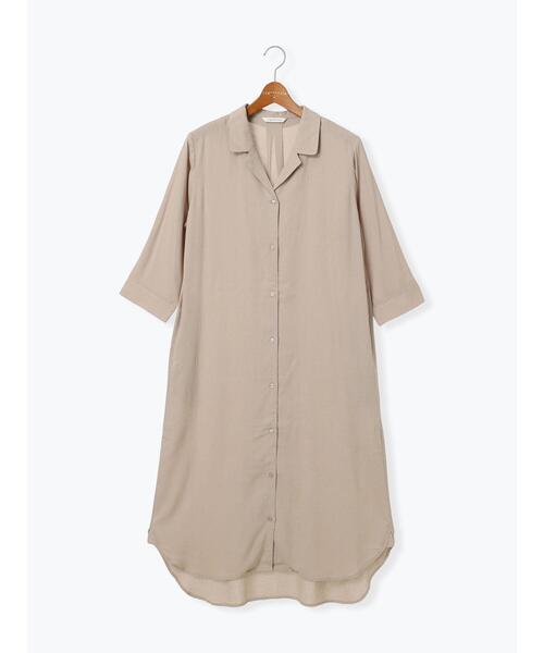 Lugnoncure（ルノンキュール）の「麻レーヨンシャツワンピース（ワンピース・レディース・ターコイズブルー/ベージュ/ブラック/ブラウン・F）」の13枚目の写真