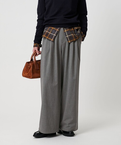 BEAUTY&YOUTH UNITED ARROWS（ビューティーアンドユースユナイテッドアローズ）の「毛ポリエステルレーヨンブレンド ワイドタックパンツ（その他パンツ・レディース・オフホワイト/グレー/ブラック・XS/S/M/L）」の3枚目の写真