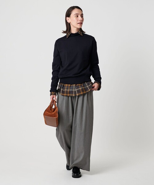 BEAUTY&YOUTH UNITED ARROWS（ビューティーアンドユースユナイテッドアローズ）の「毛ポリエステルレーヨンブレンド ワイドタックパンツ（その他パンツ・レディース・オフホワイト/グレー/ブラック・XS/S/M/L）」の6枚目の写真