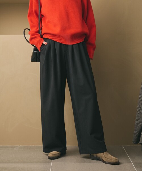 BEAUTY&YOUTH UNITED ARROWS（ビューティーアンドユースユナイテッドアローズ）の「毛ポリエステルレーヨンブレンド ワイドタックパンツ（その他パンツ・レディース・オフホワイト/グレー/ブラック・XS/S/M/L）」の10枚目の写真