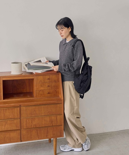 CHAN ME(チャンミ)の「ポロデザインネップニット(ニット/セーター・レディース・ホワイト/チャコールグレー/カーキ・MEDIUM/LARGE/X-LARGE)」の18枚目の写真