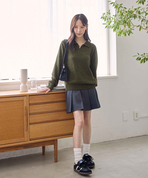 CHAN ME(チャンミ)の「ポロデザインネップニット(ニット/セーター・レディース・ホワイト/チャコールグレー/カーキ・MEDIUM/LARGE/X-LARGE)」の13枚目の写真