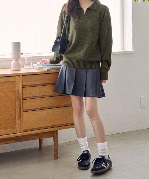 CHAN ME(チャンミ)の「ポロデザインネップニット(ニット/セーター・レディース・ホワイト/チャコールグレー/カーキ・MEDIUM/LARGE/X-LARGE)」の11枚目の写真