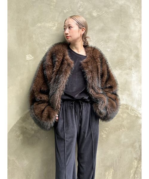 styling/（スタイリング）の「ミックスファーコート（その他アウター・レディース・キャメル/ブラウン・0/1）」の10枚目の写真