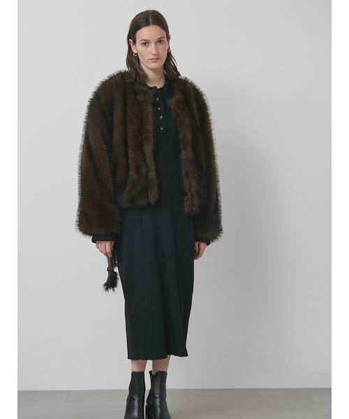 styling/（スタイリング）の「ミックスファーコート（その他アウター・レディース・キャメル/ブラウン・0/1）」の6枚目の写真