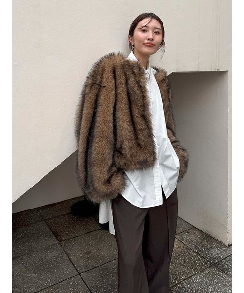 styling/（スタイリング）の「ミックスファーコート（その他アウター・レディース・キャメル/ブラウン・0/1）」の2枚目の写真