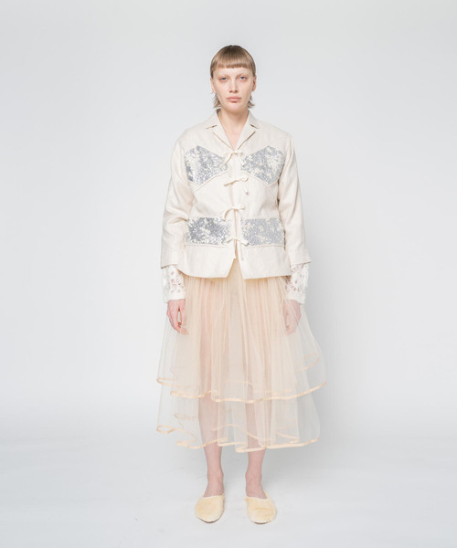 muller of yoshiokubo（ミュラーオブヨシオクボ）の「muller of yoshiokubo ミュラーオブヨシオクボ / RADIANT SHIRTS レディアントシャツ / MLF25208（ブルゾン・レディース・アイボリー/グリーン・36/38）」の3枚目の写真