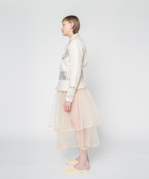 muller of yoshiokubo（ミュラーオブヨシオクボ）の「muller of yoshiokubo ミュラーオブヨシオクボ / RADIANT SHIRTS レディアントシャツ / MLF25208（ブルゾン・レディース・アイボリー/グリーン・36/38）」の4枚目の写真