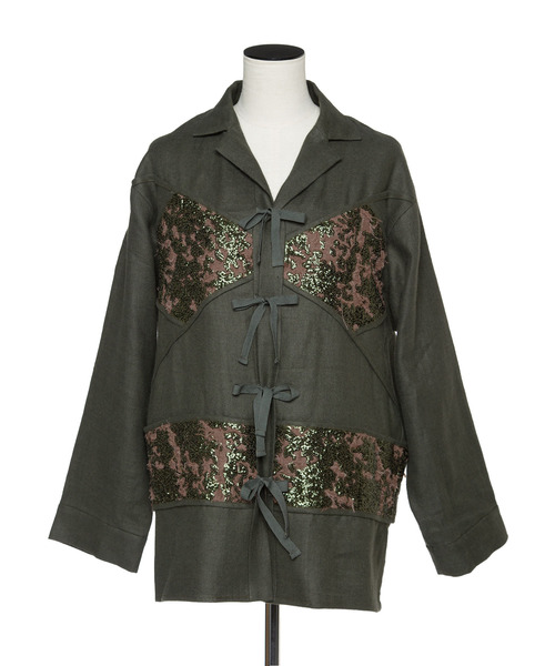 muller of yoshiokubo（ミュラーオブヨシオクボ）の「muller of yoshiokubo ミュラーオブヨシオクボ / RADIANT SHIRTS レディアントシャツ / MLF25208（ブルゾン・レディース・アイボリー/グリーン・36/38）」の8枚目の写真