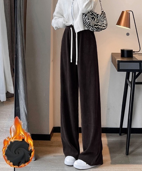 Beststore(ベストストア)の「コーデュロイパンツ 裏起毛 秋冬 ワイドパンツ(その他パンツ・レディース・グレー/ブラック/オフホワイト/ブラウン・M/XL/L)」の4枚目の写真