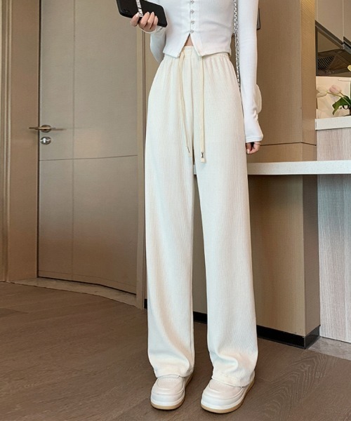 Beststore(ベストストア)の「コーデュロイパンツ 裏起毛 秋冬 ワイドパンツ(その他パンツ・レディース・グレー/ブラック/オフホワイト/ブラウン・M/XL/L)」の19枚目の写真