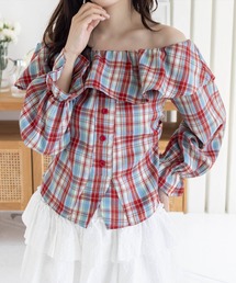 clear | チェック柄オフショル長袖ブラウス［韓国ファッション カジュアル］≪AW新作≫(シャツ/ブラウス)
