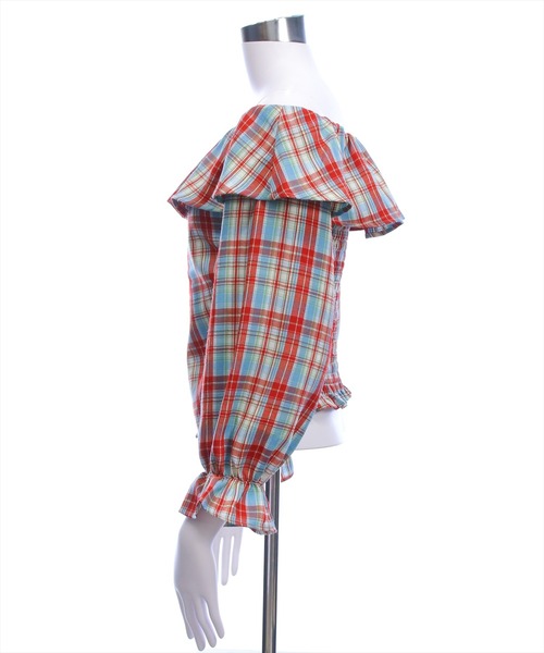 clear（クリア）の「チェック柄オフショル長袖ブラウス［韓国ファッション カジュアル］≪AW新作≫（シャツ/ブラウス・レディース・ブラウン/レッド/ネイビー・F）」の11枚目の写真