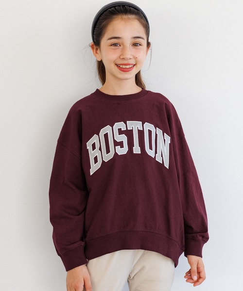 coca（coca）（コカ）の「キッズ 親子お揃いTースウェット ワッペンビッグシルエット（スウェット・キッズ・ワイン/ネイビー/オートミール/チャコール・120/130/150/140）」の4枚目の写真