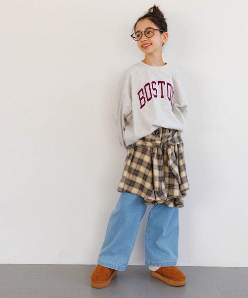 coca（coca）（コカ）の「キッズ 親子お揃いTースウェット ワッペンビッグシルエット（スウェット・キッズ・ワイン/ネイビー/オートミール/チャコール・120/130/150/140）」の8枚目の写真