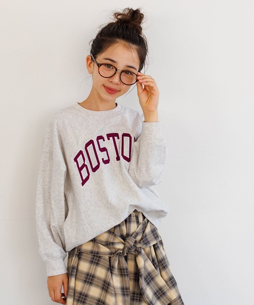 coca（coca）（コカ）の「キッズ 親子お揃いTースウェット ワッペンビッグシルエット（スウェット・キッズ・ワイン/ネイビー/オートミール/チャコール・120/130/150/140）」の7枚目の写真