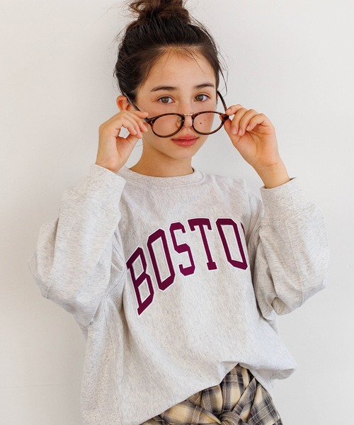 coca（coca）（コカ）の「キッズ 親子お揃いTースウェット ワッペンビッグシルエット（スウェット・キッズ・ワイン/ネイビー/オートミール/チャコール・120/130/150/140）」の6枚目の写真