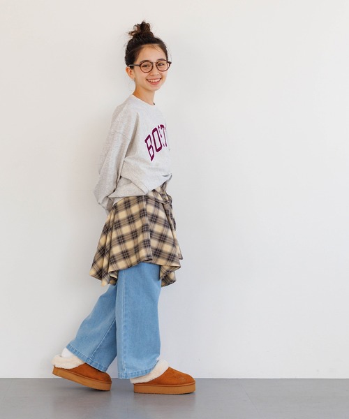 coca（coca）（コカ）の「キッズ 親子お揃いTースウェット ワッペンビッグシルエット（スウェット・キッズ・ワイン/ネイビー/オートミール/チャコール・120/130/150/140）」の5枚目の写真