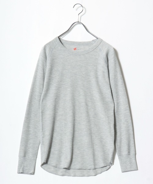 HANES（ヘインズ）の「Hanes（ヘインズ）ワッフルクルーネックロングスリーブTシャツ/パックT レディース（Tシャツ/カットソー・レディース・アイボリー/ネイビー/グレー・FREE）」の6枚目の写真
