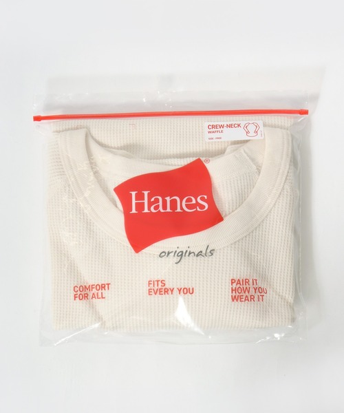 HANES（ヘインズ）の「Hanes（ヘインズ）ワッフルクルーネックロングスリーブTシャツ/パックT レディース（Tシャツ/カットソー・レディース・アイボリー/ネイビー/グレー・FREE）」の8枚目の写真