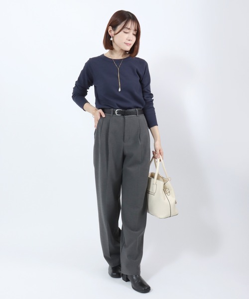 HANES（ヘインズ）の「Hanes（ヘインズ）ワッフルクルーネックロングスリーブTシャツ/パックT レディース（Tシャツ/カットソー・レディース・アイボリー/ネイビー/グレー・FREE）」の18枚目の写真