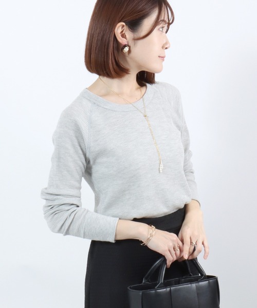 HANES（ヘインズ）の「Hanes（ヘインズ）ワッフルクルーネックロングスリーブTシャツ/パックT レディース（Tシャツ/カットソー・レディース・アイボリー/ネイビー/グレー・FREE）」の21枚目の写真