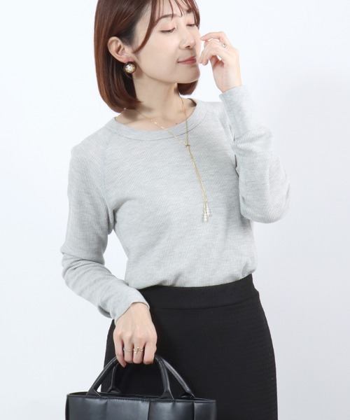 HANES（ヘインズ）の「Hanes（ヘインズ）ワッフルクルーネックロングスリーブTシャツ/パックT レディース（Tシャツ/カットソー・レディース・アイボリー/ネイビー/グレー・FREE）」の19枚目の写真
