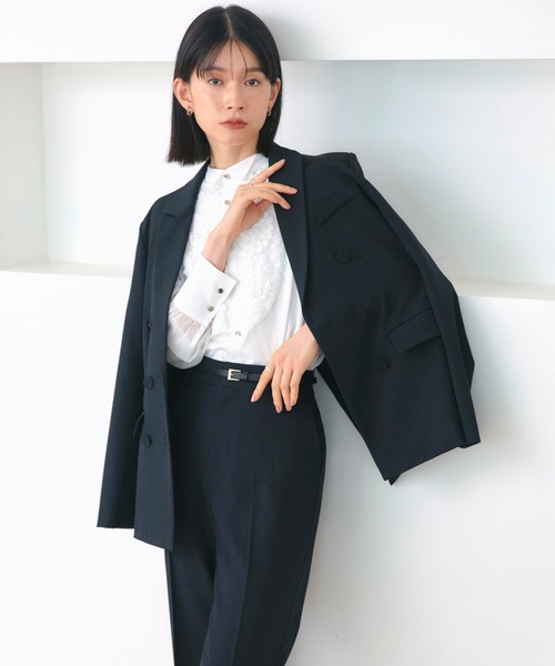 RUIRUE BOUTIQUE(ルイルエブティック)の「洗える | レース 切り替え ウイングカラー ブラウス | 長袖 シアー トップス シャツ ブラウス(シャツ/ブラウス・レディース・オフホワイト/ブラック/ブルーグレー・S/M/L/LL)」の18枚目の写真