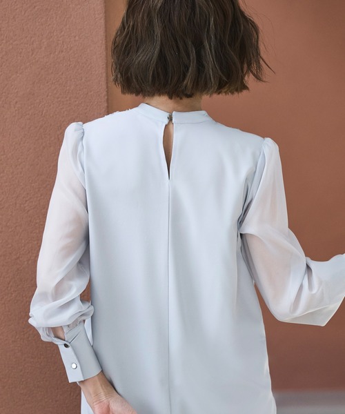 RUIRUE BOUTIQUE(ルイルエブティック)の「洗える | レース 切り替え ウイングカラー ブラウス | 長袖 シアー トップス シャツ ブラウス(シャツ/ブラウス・レディース・オフホワイト/ブラック/ブルーグレー・S/M/L/LL)」の21枚目の写真