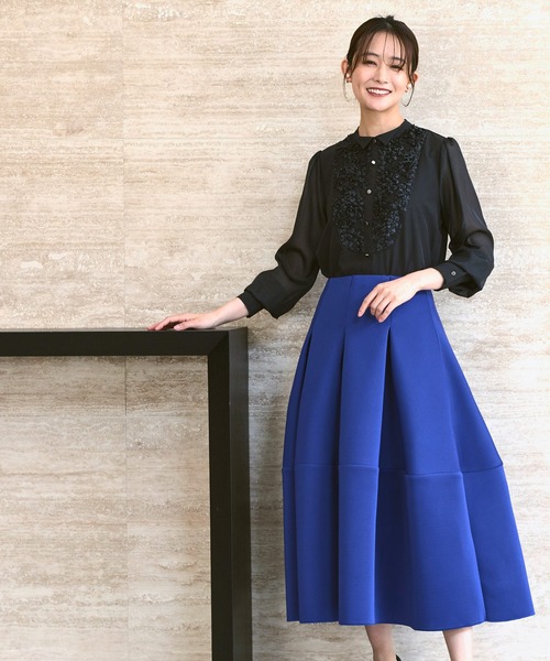RUIRUE BOUTIQUE(ルイルエブティック)の「洗える | レース 切り替え ウイングカラー ブラウス | 長袖 シアー トップス シャツ ブラウス(シャツ/ブラウス・レディース・オフホワイト/ブラック/ブルーグレー・S/M/L/LL)」の14枚目の写真