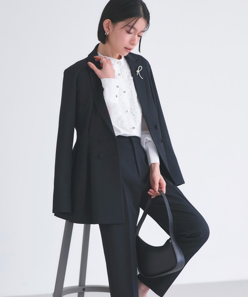 RUIRUE BOUTIQUE(ルイルエブティック)の「洗える | レース 切り替え ウイングカラー ブラウス | 長袖 シアー トップス シャツ ブラウス(シャツ/ブラウス・レディース・オフホワイト/ブラック/ブルーグレー・S/M/L/LL)」の4枚目の写真