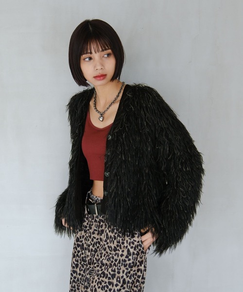 PAGEBOY（ページボーイ）の「モンスターモップカーディガン（カーディガン/ボレロ・レディース・ブラウン系その他/ブラック/オフホワイト・FREE）」の18枚目の写真