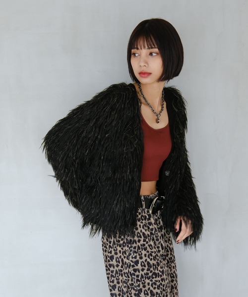 PAGEBOY（ページボーイ）の「モンスターモップカーディガン（カーディガン/ボレロ・レディース・ブラウン系その他/ブラック/オフホワイト・FREE）」の16枚目の写真