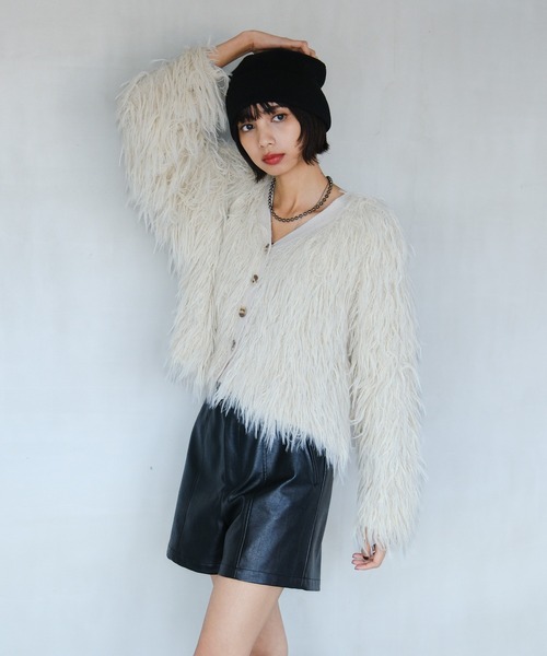 PAGEBOY（ページボーイ）の「モンスターモップカーディガン（カーディガン/ボレロ・レディース・ブラウン系その他/ブラック/オフホワイト・FREE）」の9枚目の写真