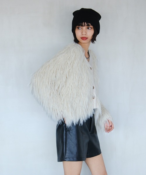 PAGEBOY（ページボーイ）の「モンスターモップカーディガン（カーディガン/ボレロ・レディース・ブラウン系その他/ブラック/オフホワイト・FREE）」の10枚目の写真