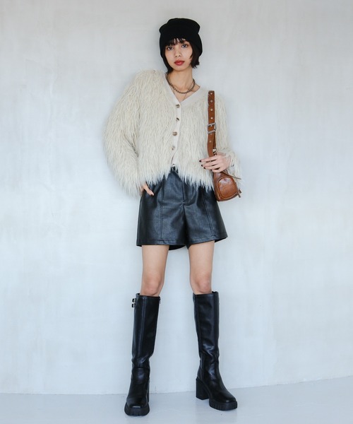 PAGEBOY（ページボーイ）の「モンスターモップカーディガン（カーディガン/ボレロ・レディース・ブラウン系その他/ブラック/オフホワイト・FREE）」の4枚目の写真