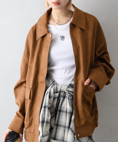 SpRay（スプレイ）の「ヴィンテージスウェードZIPブルゾン（ブルゾン・レディース・グレイッシュベージュ/チャコールグレー/ブラウン/キャメル・FREE）」の4枚目の写真