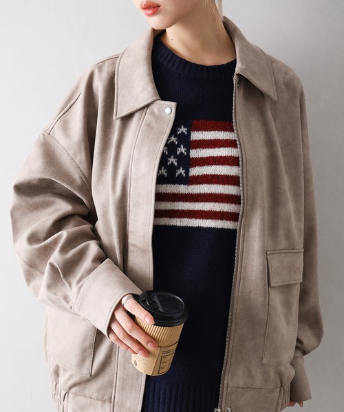 SpRay（スプレイ）の「ヴィンテージスウェードZIPブルゾン（ブルゾン・レディース・グレイッシュベージュ/チャコールグレー/ブラウン/キャメル・FREE）」の6枚目の写真