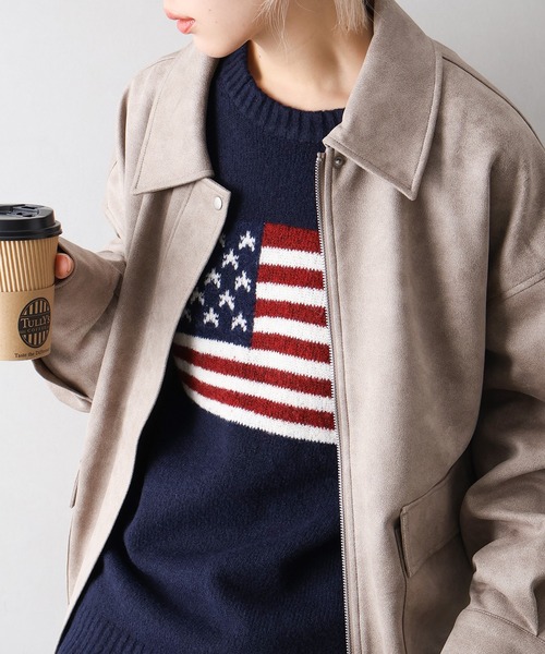 SpRay（スプレイ）の「ヴィンテージスウェードZIPブルゾン（ブルゾン・レディース・グレイッシュベージュ/チャコールグレー/ブラウン/キャメル・FREE）」の10枚目の写真